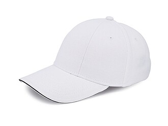 Šestipanelová kšiltovka se sandwich kšiltem, bílá - reklamní kšiltovky