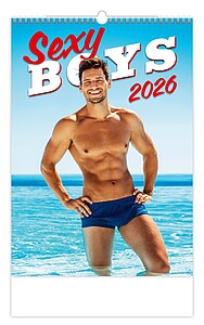 Sexy Boys 2026, nástěnný kalendář, prodloužená záda - reklamní kalendáře