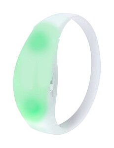 Silikonový náramek se 2 barevnými LED světly a spínačem citlivým na zvuk, bílý