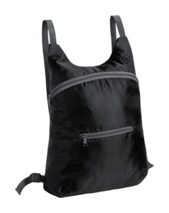 Skládací batoh s kapsami na zip, 210D polyester, černý - batoh s potiskem