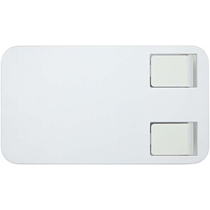 Skládací držák na telefon z recyklovaného plastu s kovovým stolním stojanem, bílá