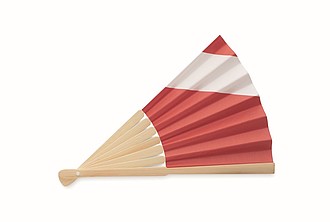 Skládací vějíř, bambus, papír, design vlajky Anglie