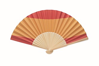 Skládací vějíř, bambus, papír, design vlajky Španělska