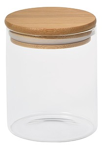 Skleněná dóza na potraviny s bambusovým víčkem, cca 450ml - reklamní předměty