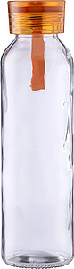 Skleněná láhev na pití, 500ml, s oranžovým víčkem