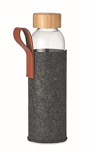 Skleněná láhev na pití 500ml, s RPET rukávem - reklamní předměty