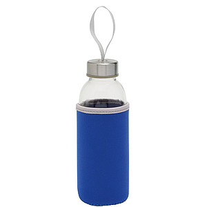 Skleněná láhev na pití s neoprenovým obalem, 450ml, královská modrá