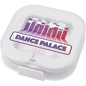 Sluchátka s kabelem typu C s úložným boxem z recyklovaného plastu, bílá