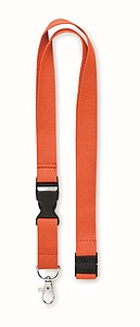 Šňůrka na krk šíře 2cm, karabina, trojzubec, bezpečnostní spona, oranžová