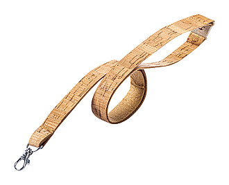 Šňůrka na krk z korku, šíře 2cm, bezpečnostní spona za krkem - reklamní předměty