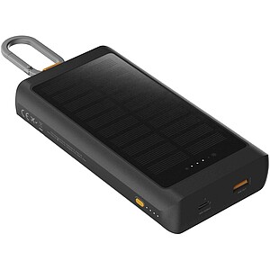 Solární powerbanka 10 000 mAh 15 W se světlem, tmavě šedá - reklamní předměty
