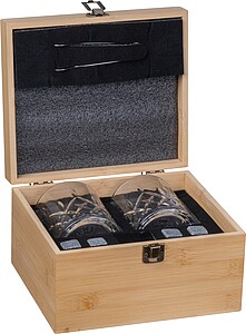 Souprava na whiskey, béžová - sklenice s vlastním potiskem