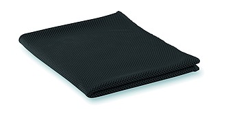 Sportovní ručník, dobře absorbuje vodu. 55% polyamid a 45% mikrovlákno, černý - reklamní předměty
