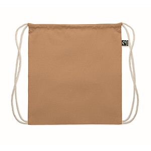 Stahovací batoh,Fairtrade 180g, tmavě béžová