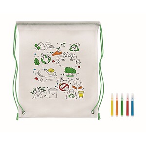 Stahovací batoh s obrázkem k vybarvení, světle zelená