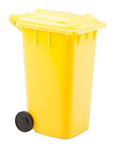 Stojánek na psací potřeby, ve tvaru popelnice, žlutá