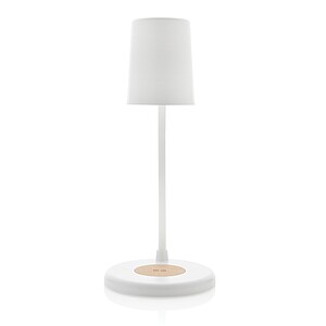 Stolní lampa Zenara s 15W bezdr. nabíjením z RCS plastu, bílá
