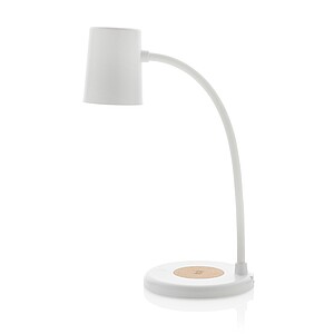 Stolní lampa Zenara s 15W bezdr. nabíjením z RCS plastu, bílá