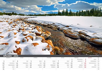 Šumava 2026, nástěnný kalendář, prodloužená záda