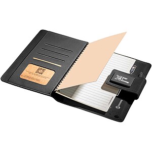 Světelný zápisník velikosti A5 s powerbankou SCX.design, černá