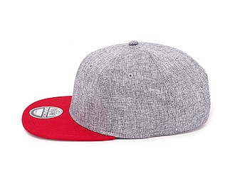 TAMURA Šestipanelová kšiltovka s vyztuženým čelem a plochým kšiltem, šedý melír/červená