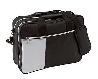 Taška na rameno s přihrádkou na laptop, černo šedá - tašky s potiskem