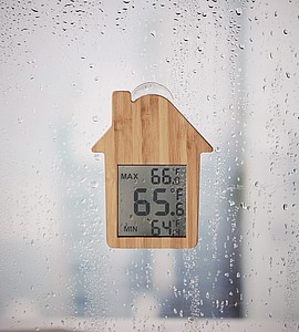 Teploměr s přísavkou na sklo, tvar domečku
