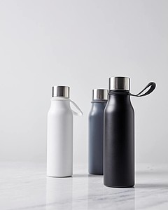 Termo láhev na pití, 450ml, modrá se šedým poutkem