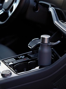 Termo láhev na pití, 450ml, modrá se šedým poutkem