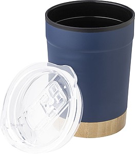 Termohrnek 300ml, s bambusovým dnem, modrý