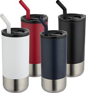 Termohrnek s brčkem 480 ml, černá