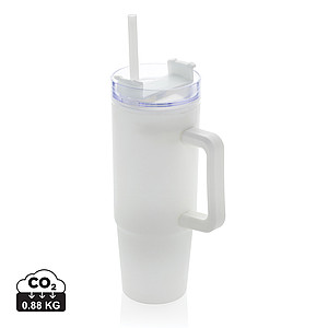 Termohrnek s brčkem na pití, 900ml, bílý - termohrnek s vlastním potiskem