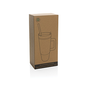 Termohrnek s brčkem na pití, 900ml, černý