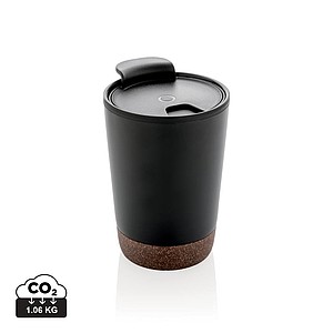 Termohrnek s korkovým dnem, 300ml, černý - reklamní předměty