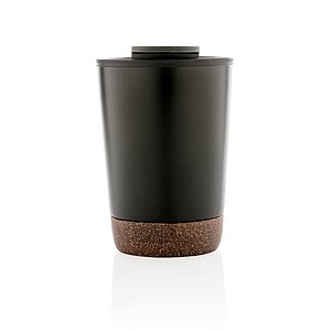 Termohrnek s korkovým dnem, 300ml, černý