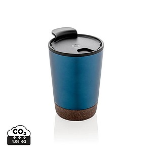 Termohrnek s korkovým dnem, 300ml, modrý - termohrnek s vlastním potiskem