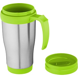 Termohrnek s ouškem a objemem 0,35 l, stříbrná, zelená