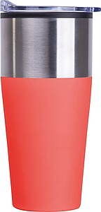 Termohrnek s plastovým vnitřkem 600 ml, červená