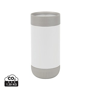 Termohrnek s push zavíráním z RCS recyklované nerezové oceli 350ml, bílá/šedá