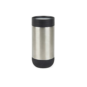 Termohrnek s push zavíráním z RCS recyklované nerezové oceli 350ml, stříbrná/černá - reklamní předměty