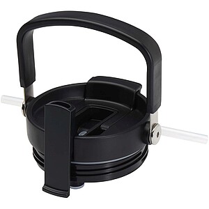 Termohrnek s vakuovou a měděnou izolací 900 ml z recyklované nerezové oceli s víčkem s dvojitou funkcí, černá