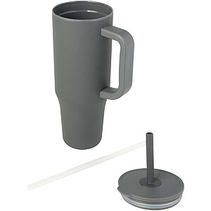 Termohrnek se silikonovým brčkem 900ml, šedá
