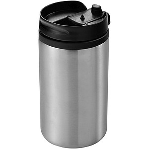 Termohrnek se šroubovacím víčkem, objem 300 ml, stříbrná - termohrnek s vlastním potiskem