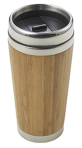 Termohrnek z bambusu s termoizolací. Objem 400ml. Středně hnědá.