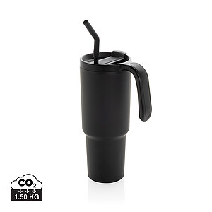 Termohrnek z recyklované oceli 900 ml, černá - termohrnek s vlastním potiskem