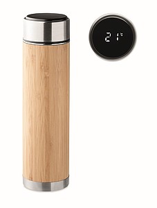 Termoska s teploměrem a bambusovým povrchem, 480ml - reklamní předměty