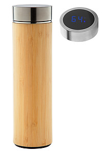 Termoska s teploměrem a bambusovým povrchem, 500ml - reklamní předměty