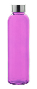 Transparentní láhev na pití, 500ml, s kovovým víčkem, růžová - reklamní předměty