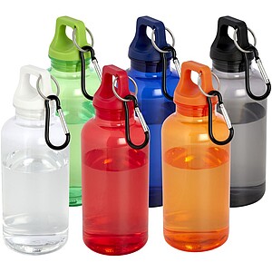 Transparentní láhev na pití s karabinou, 400ml, bílá