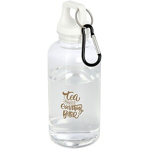 Transparentní láhev na pití s karabinou, 400ml, bílá